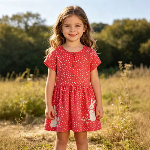 Mädchen Freizeitkleid mit verspieltem Hasenmotiv EB