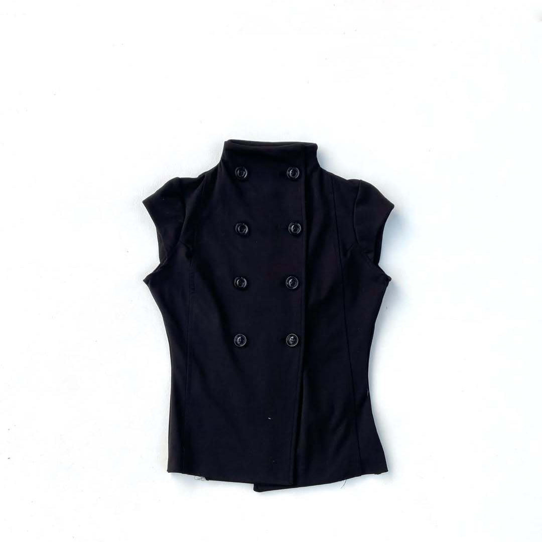 Damen elegantes bodenlanges Oberteil mit Stehkragen EB