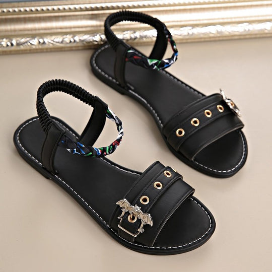 Damen modische Sandalen mit verstellbarem Riemchen und auffälligem Dekorelement EB