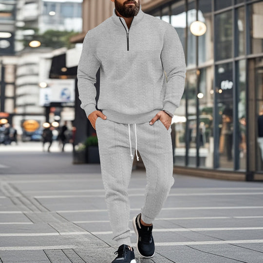 Herren Sportlicher Strickanzug mit Stehkragen und Reißverschluss EB