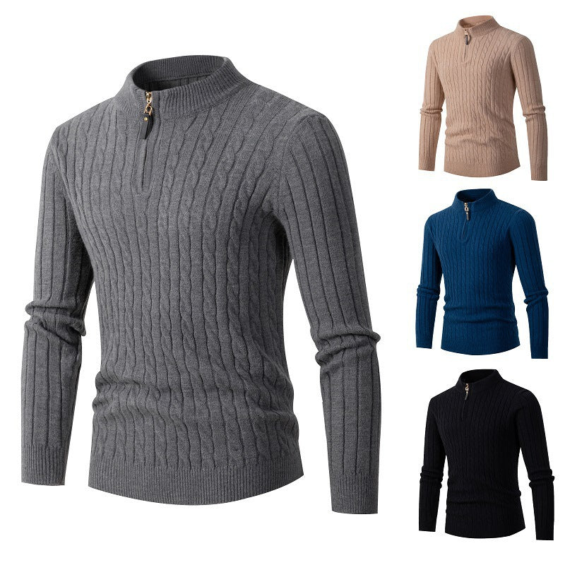 Herren eleganter Rollkragenpullover mit strukturiertem Zopfmuster EB