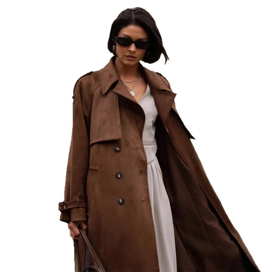 Damen Stilvoller Trenchcoat mit weitem Schnitt und Gürtel EB