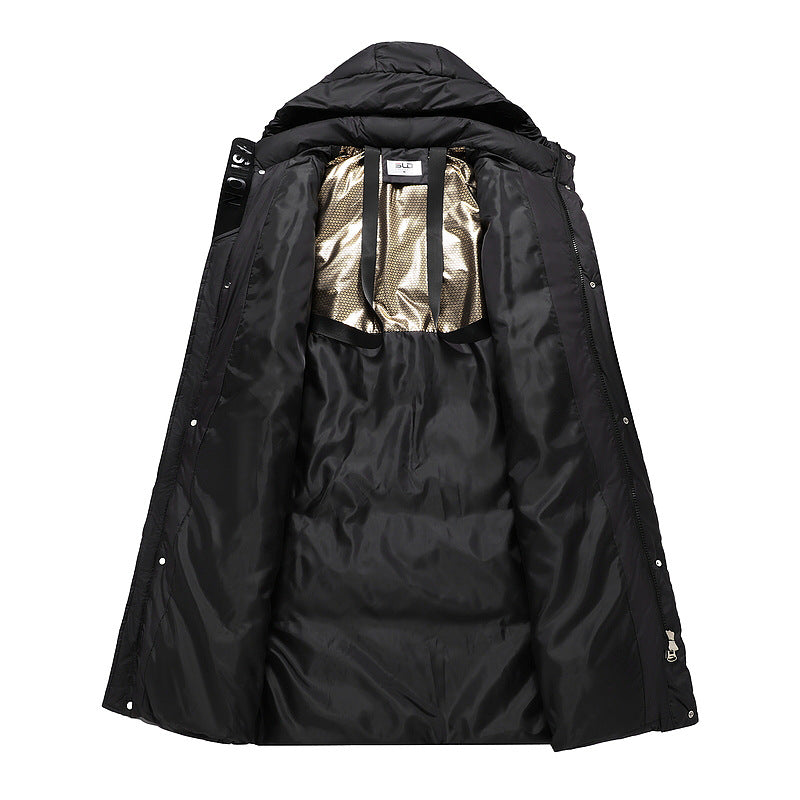 Damen nan extralang gesteppter Thermoparka mit ergonomischer Kapuze, innenliegenden Rippbündchen und verdeckter Frontblende EB