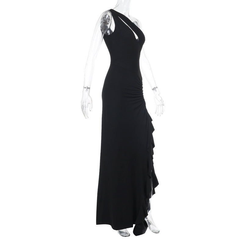 Damen Elegantes Maxikleid mit asymmetrischem Schnitt und Raffung EB