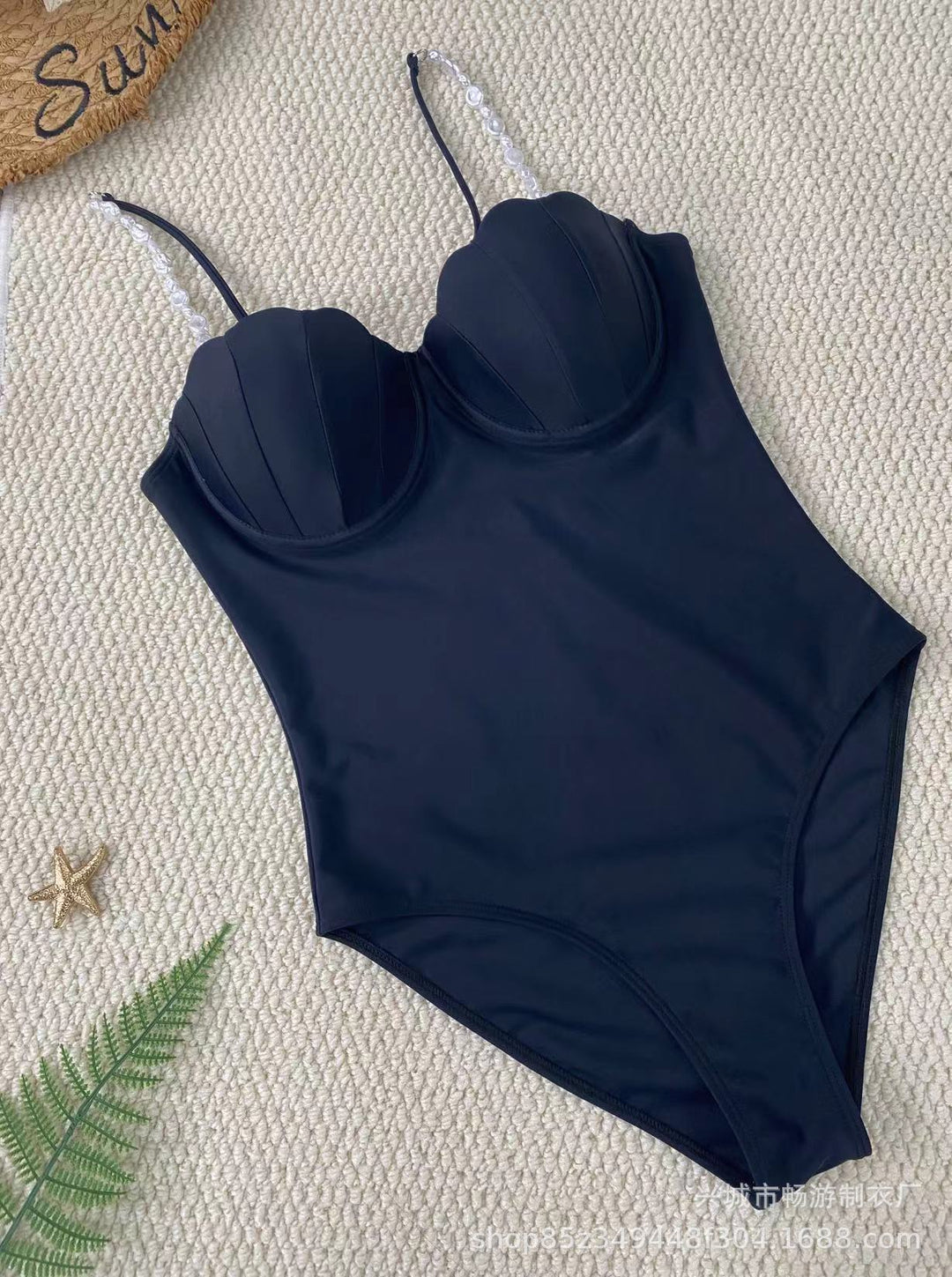 Damen Eleganter Bademode-Einteiler mit romantischen Muscheldetails EB