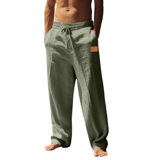 Herren nan extraweite Leinen-Relaxhose mit verstärktem Komfortbund, Kordelzug und tiefen Eingrifftaschen EB