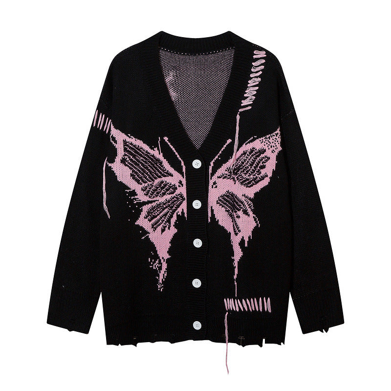Damen Strickjacke mit kreativem Schmetterlingsdesign und lässigem Schnitt EB