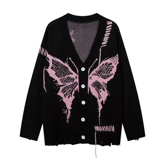 Damen Strickjacke mit kreativem Schmetterlingsdesign und lässigem Schnitt EB
