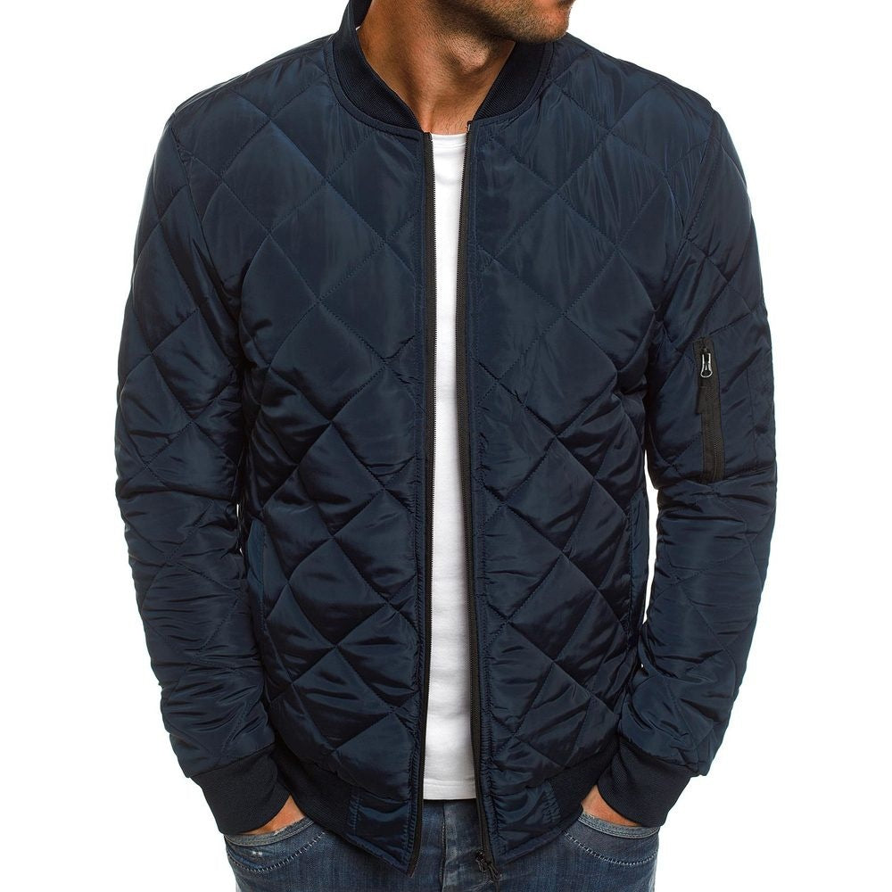 Herren nan leichte gesteppte Blousonjacke mit Diamantstepp, elastischen Rippbündchen und Ärmel-Reißverschlusstasche EB