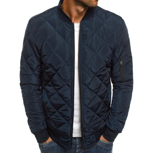 Herren nan leichte gesteppte Blousonjacke mit Diamantstepp, elastischen Rippbündchen und Ärmel-Reißverschlusstasche EB