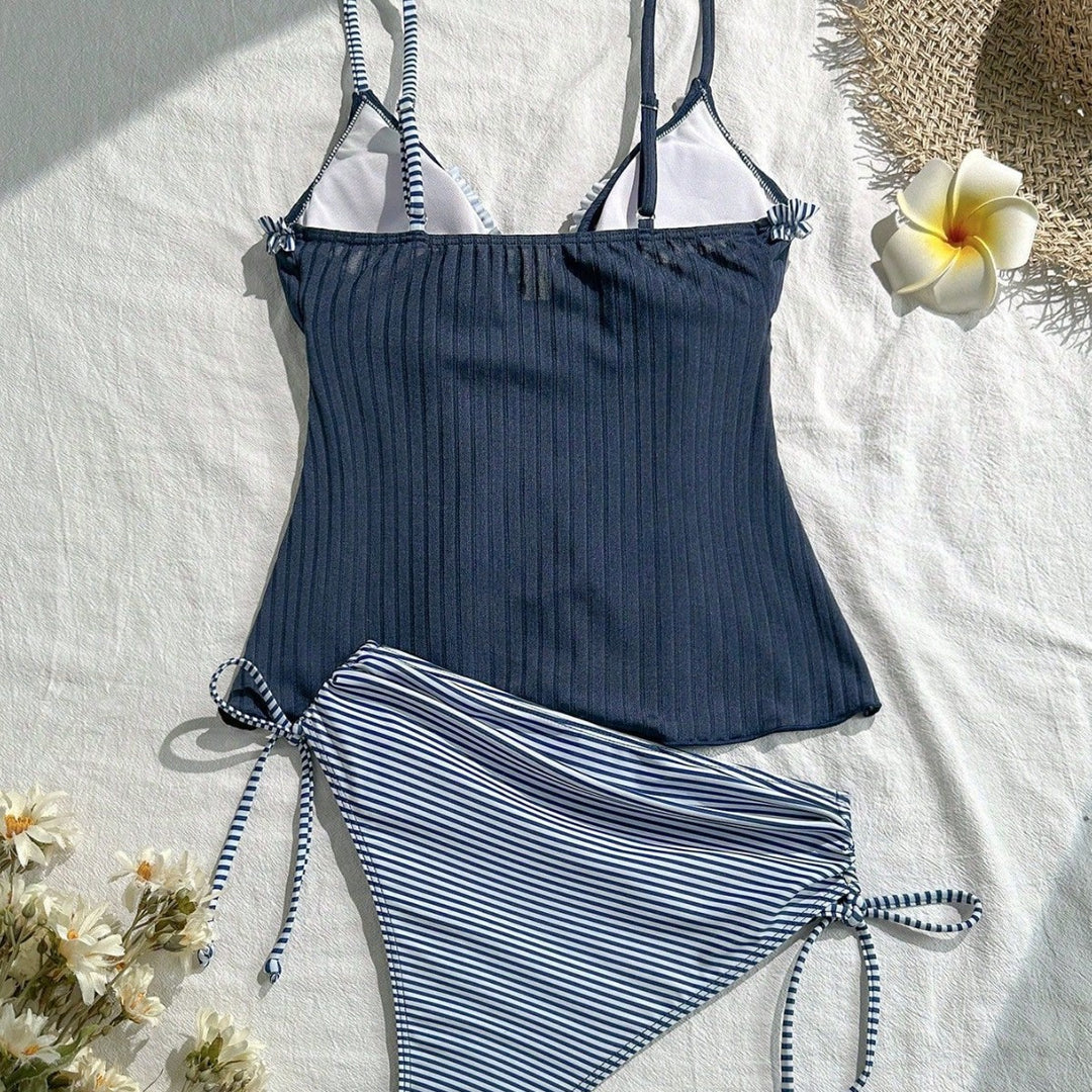 Damen lässiger Bademoden-Tankini mit Rüschendetails EB