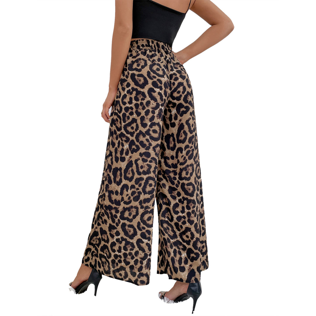 Damen Weite Leoparden-Print Hose EB