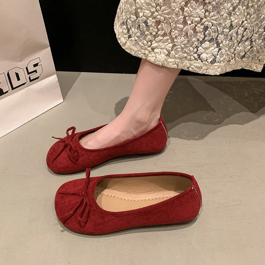 Damen klassische Ballerinas mit dekorativem Schleifenakzent EB