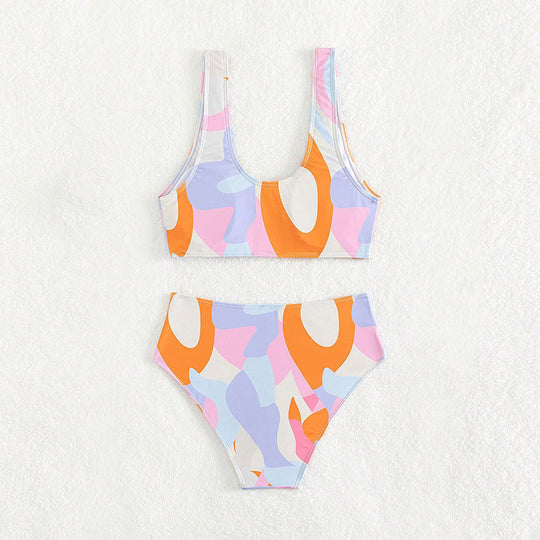 Damen Bikini-Set mit verspieltem Schnitt und hohem Taillendesign EB