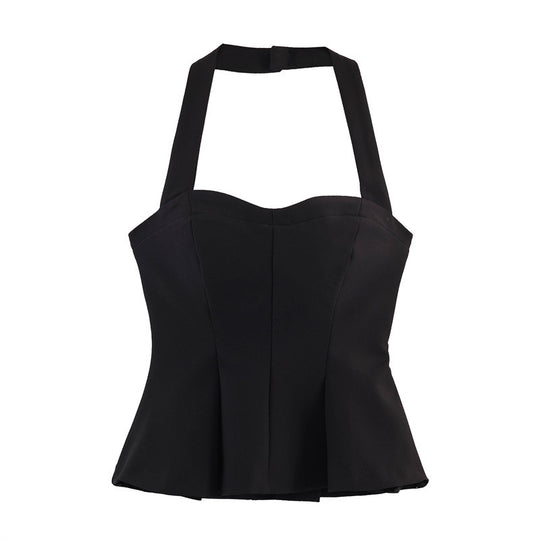 Damen Chic Haltertop mit tailliertem Schnitt und raffinierter Rüsche EB