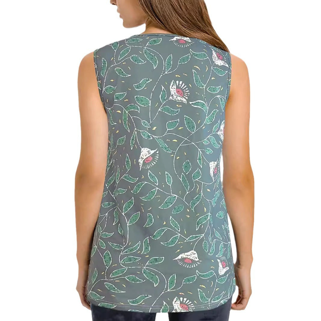 Damen Ärmelloses Blusenshirt mit floralem Print und atmungsaktivem Material EB