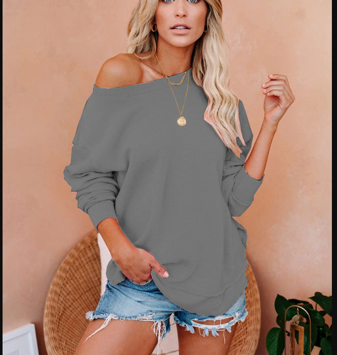 Damen Oversized Sweatshirt mit Schulterdesign EB