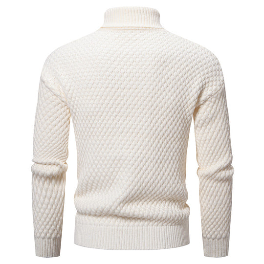 Herren Strickpullover mit hohem Kragen und strukturierter Oberfläche EB