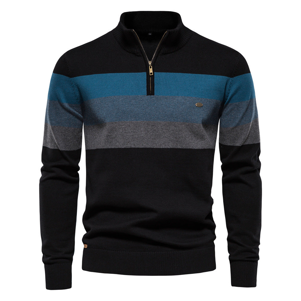 Herren Sweatpullover mit modernem Kurzreißverschluss und stilvollen Farbblockstreifen EB