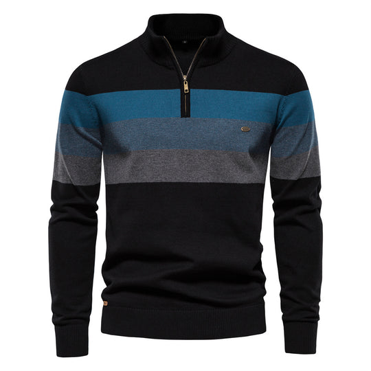 Herren Sweatpullover mit modernem Kurzreißverschluss und stilvollen Farbblockstreifen EB