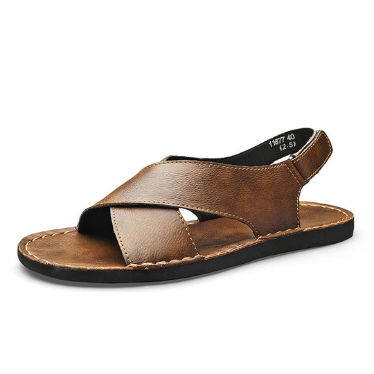 Herren Elegante und bequeme Leder-Sandalen mit verstellbarem Riemensystem EB