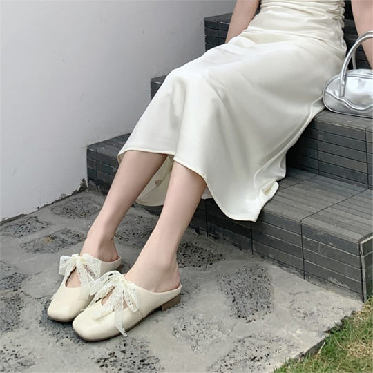 Damen elegante Mules mit dekorativer Schleifenverzierung EB