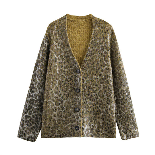 Damen Kuschelige Strickjacke mit animalischem Muster EB