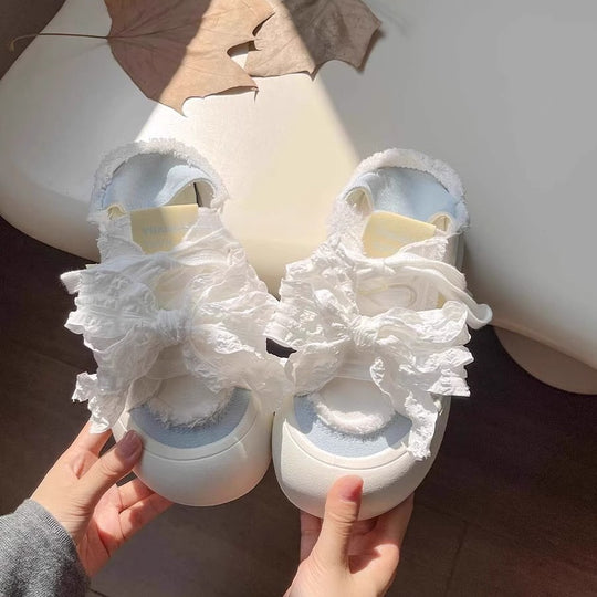 Damen Sneaker mit 3D-Rüschen-Design und atmungsaktivem Obermaterial EB