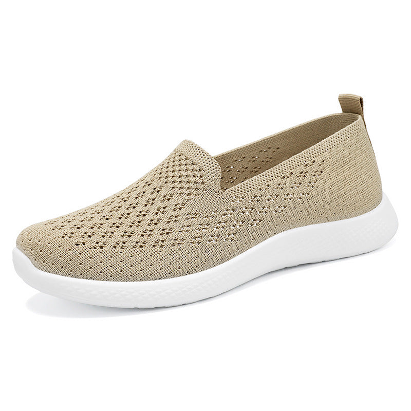 Damen atmungsaktive Slip-On Freizeitschuhe mit elastischem Strickoberteil EB