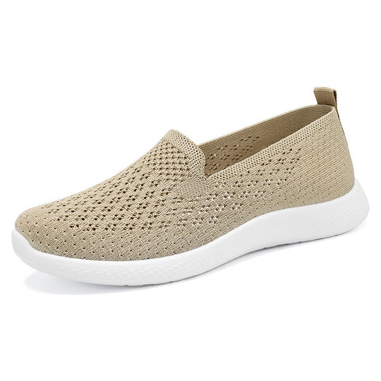 Damen atmungsaktive Slip-On Freizeitschuhe mit elastischem Strickoberteil EB