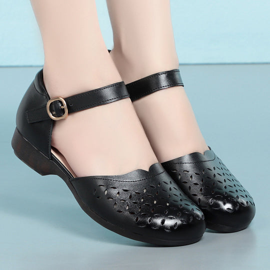 Damen Ballerinas mit elegantem Lochmuster und verstellbarem Riemen EB