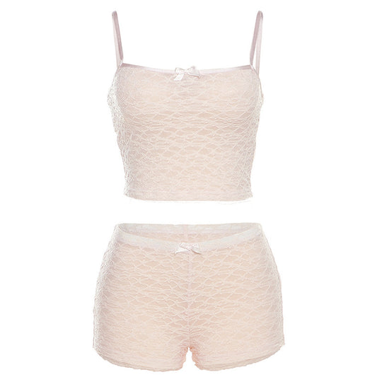 Damen Loungewear Set aus zartem Spitzenmaterial EB