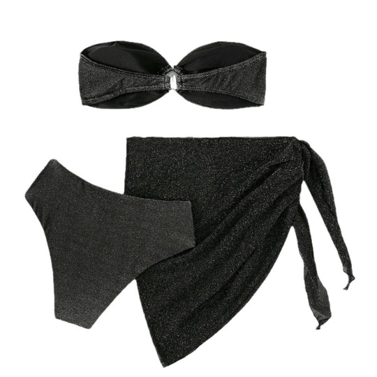 Damen Glamouröser Bandeau-Bikini mit Glitzer-Details EB