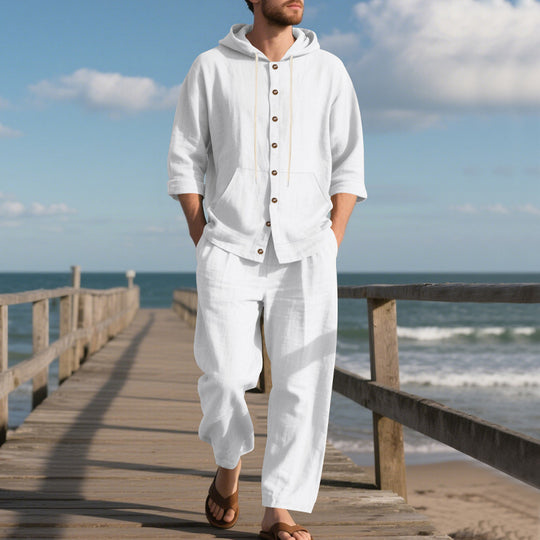 Herren bequeme Freizeit-Hose und Kapuzenjacke Set EB