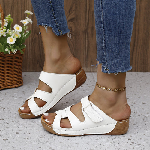 Damen Komfortable Wedge-Sandalen mit modischem Riemendesign EB