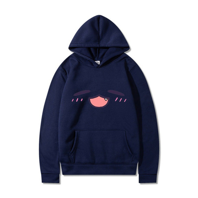 Damen Kapuzenpullover mit fröhlichem Cartoon-Gesicht und bequemer Passform EB