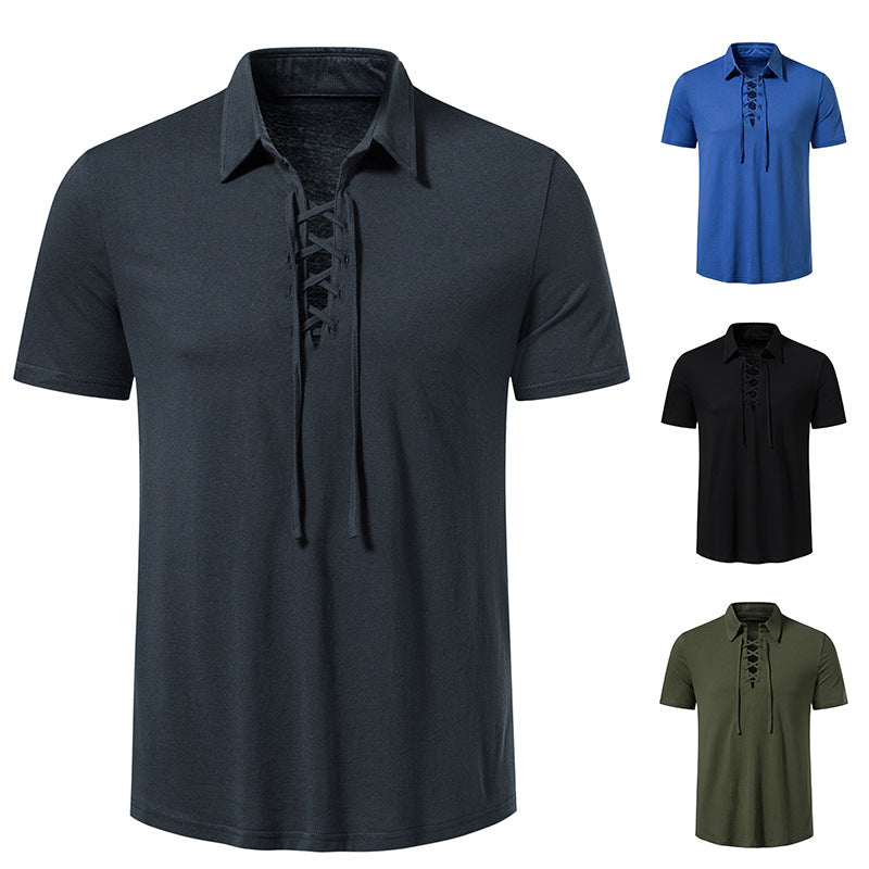 Herren Poloshirt mit modernem Schnürdesign und hochwertiger Baumwollqualität EB
