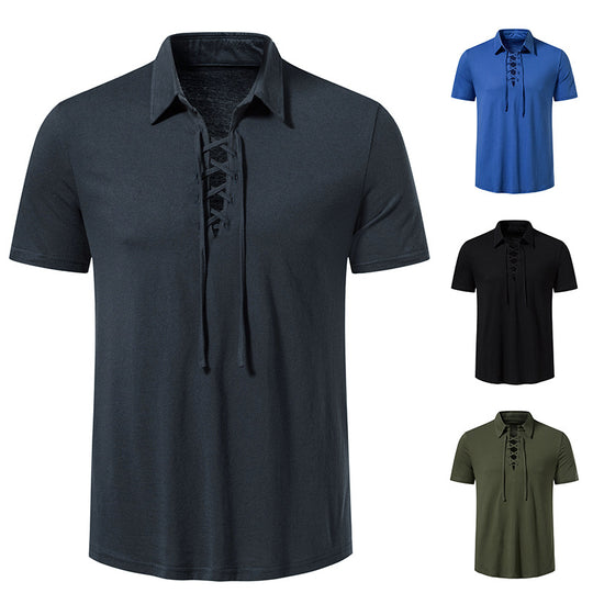 Herren Poloshirt mit modernem Schnürdesign und hochwertiger Baumwollqualität EB