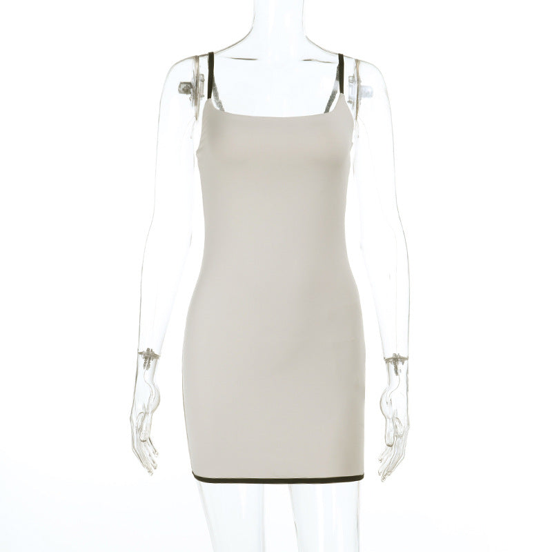 Damen figurbetontes Minikleid mit Spaghettiträgern und eleganter Silhouette EB