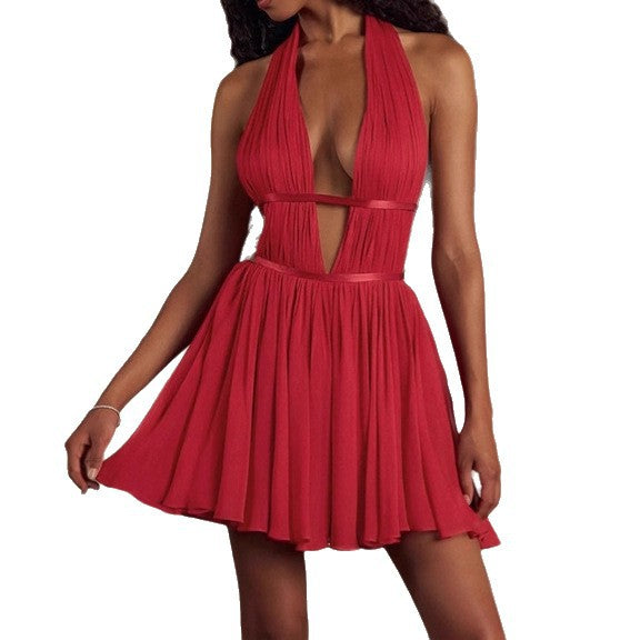 Damen Spielend schönes Minikleid mit tiefem V-Ausschnitt und raffinierten Rüschendetails EB