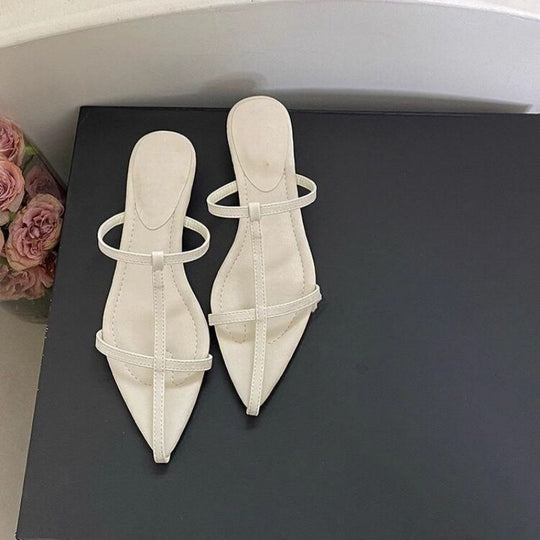 Damen elegante Zehentrenner mit schmalen Riemchen EB