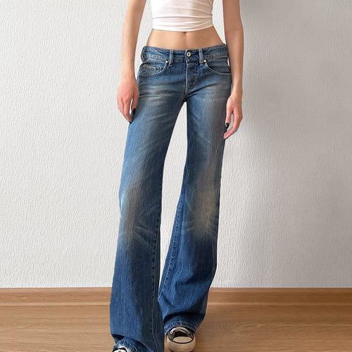 Damen Flared Jeans mit hohem Bund und distressed Design EB