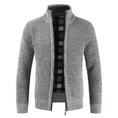 Herren Strickjacke mit hohem Kragen und seitlichen Taschen EB