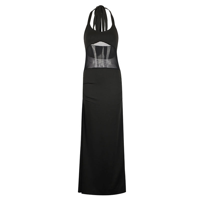 Damen Langes Abendkleid mit raffiniertem Mesh-Einsatz EB