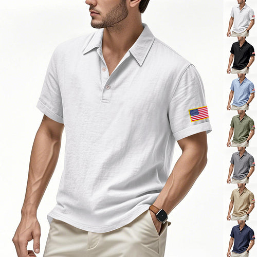 Herren Poloshirt mit strukturiertem Design und Kontrastknopf EB