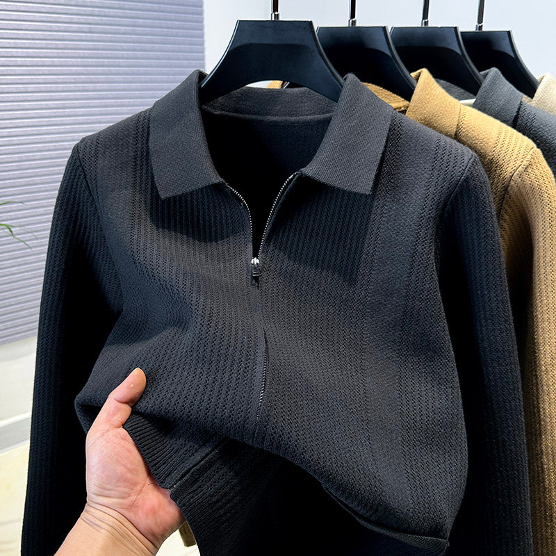 Damen Pullover mit strukturiertem Reißverschluss und klassischem Kragen EB