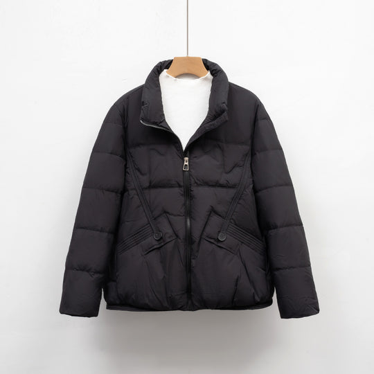 Damen gesteppte Winterjacke mit praktischen Taschen und hohem Kragen EB