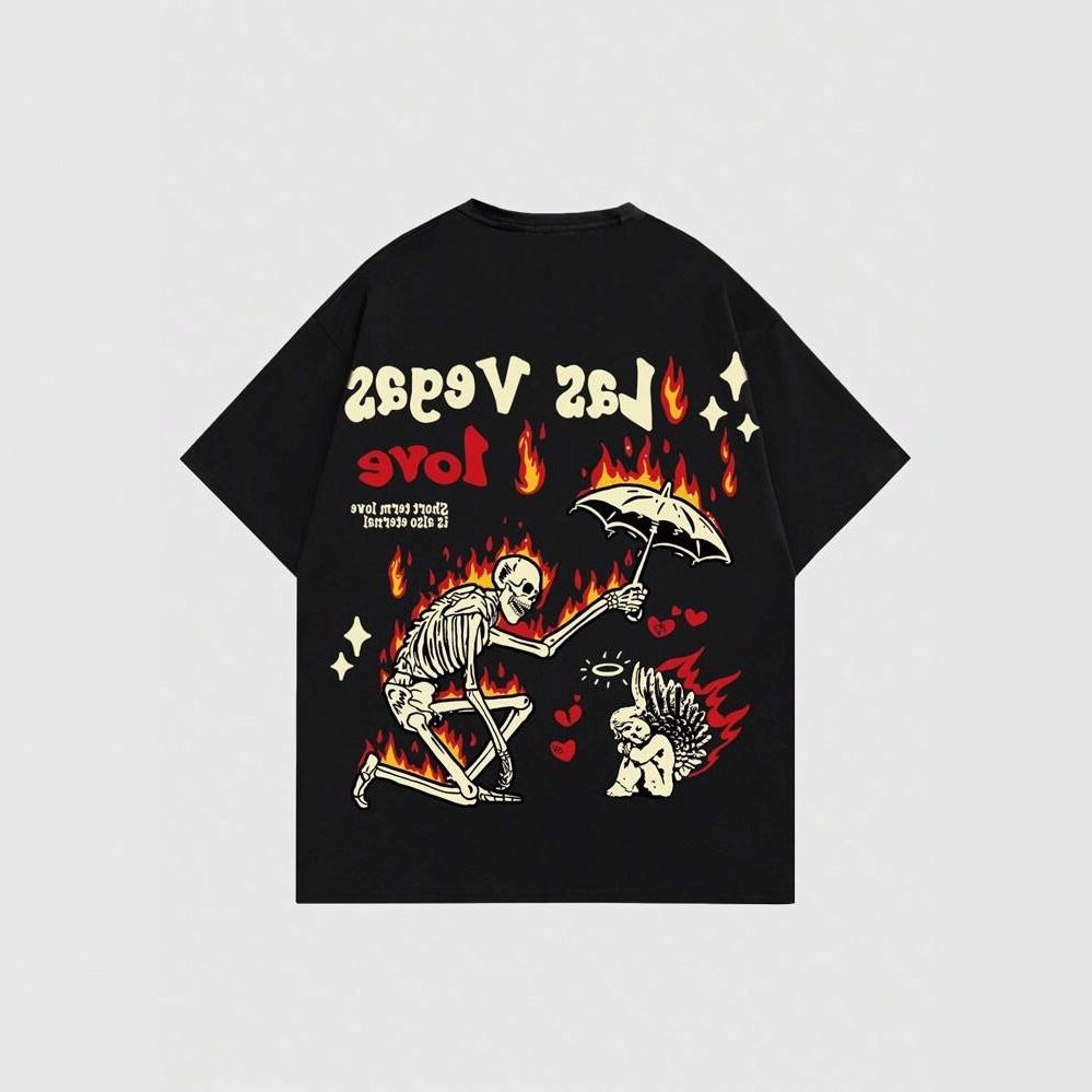 Damen Grafik T-Shirt mit einzigartigem Skelettmotiv und lebhaftem Druck EB