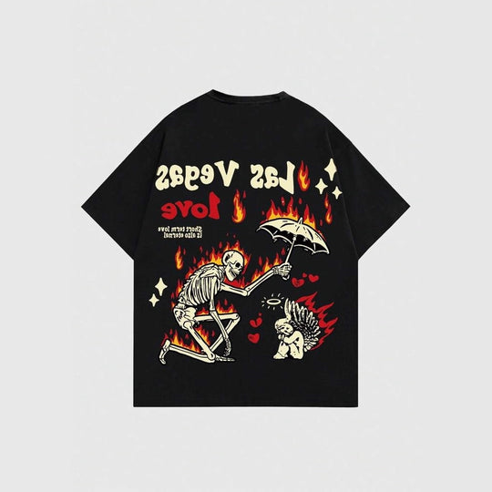 Damen Grafik T-Shirt mit einzigartigem Skelettmotiv und lebhaftem Druck EB