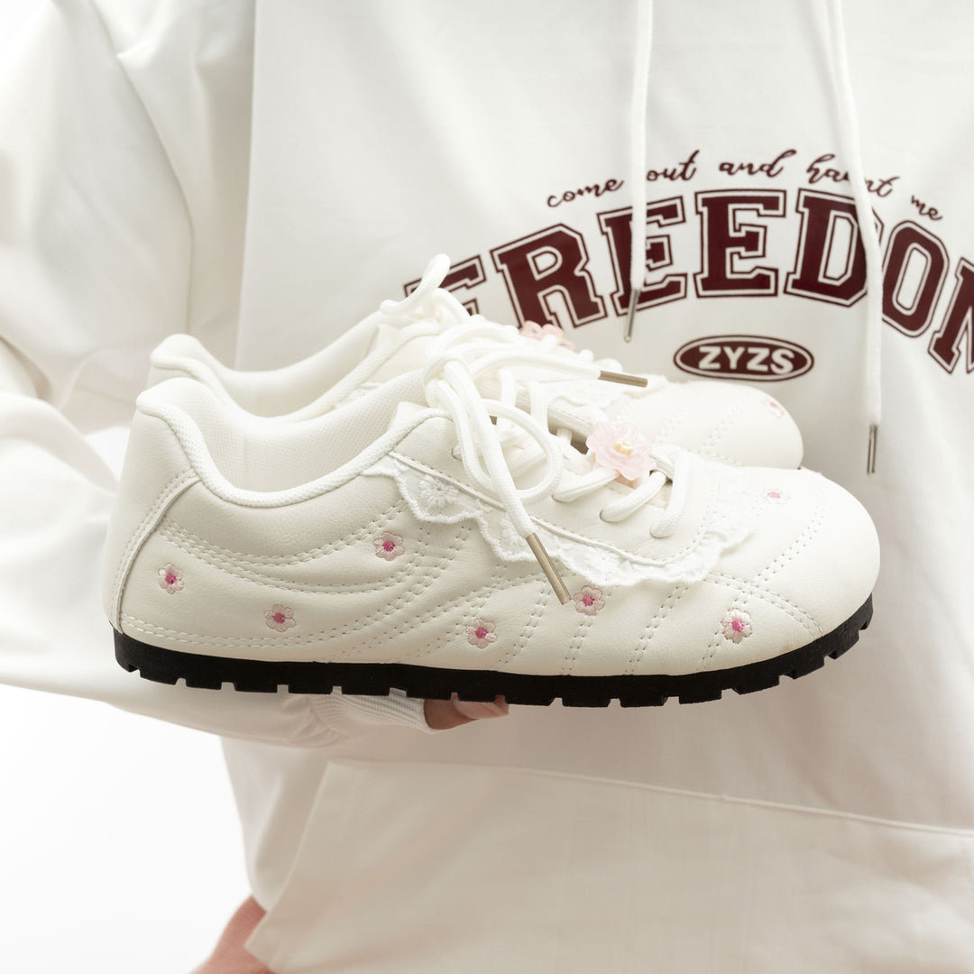 Damen Sneakers mit verspieltem Blumen-Muster und rutschfester Sohle EB